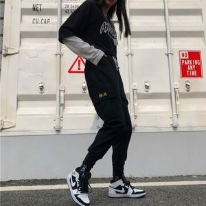 YesStyle Black Cargo Harem Pants